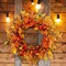 Artificial Orange Autumn Wreath with Pumpkin Berries Eucalyptus Maple Leaf Wreath for Front Door Window Wall Thanksgiving Harvest Festival Decor